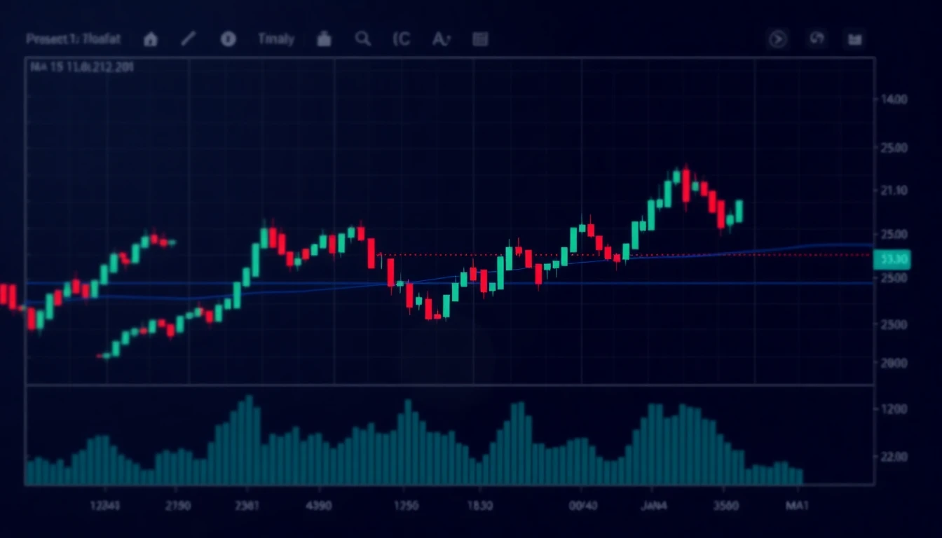 Chart mit Candlesticks und technischen Indikatoren